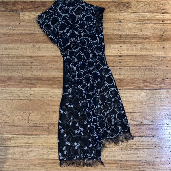 Coach Accessories - Coach reversible signature C floral scarf black